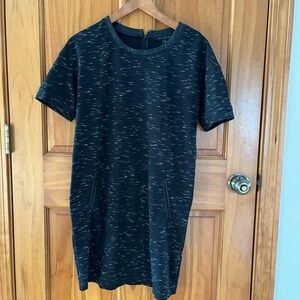 Banana Republic Black Patterned Short Sleeve Dress